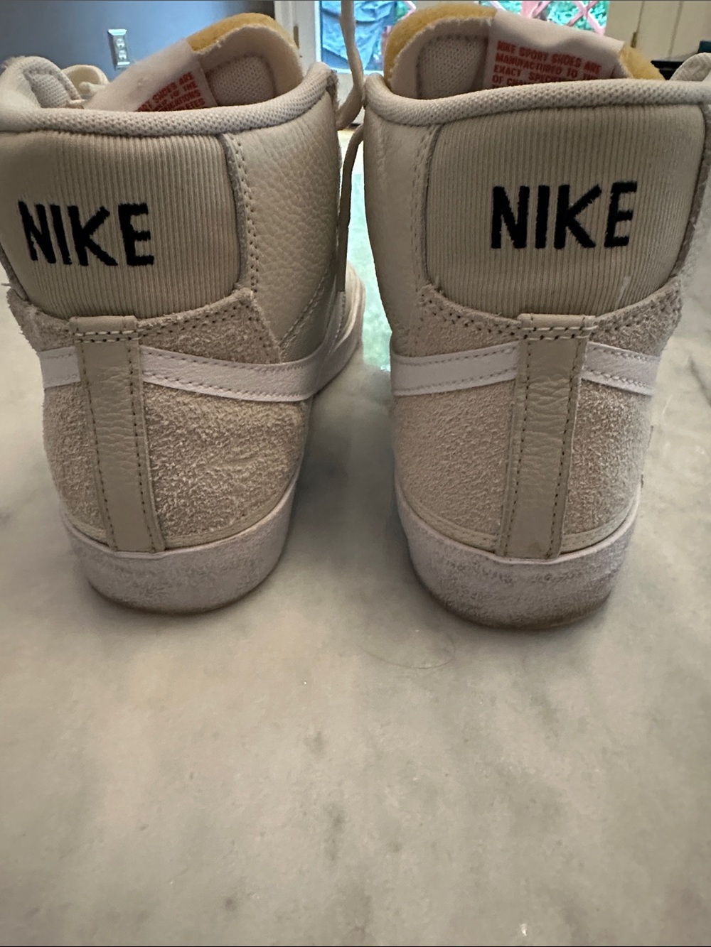 Nike High-Top Sneakers in White w/ Cream Accent - Picture 4 of 7